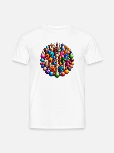 Fantasie Schachfiguren in bunten Farben - Männer T-Shirt - Weiß