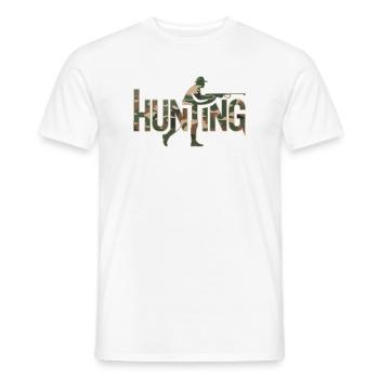 Hunting  - Cool Camo Hunter Logo - Men's T-Shirt - white - Front - AI Model Male 178 dark (178cm)