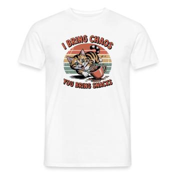 Chat du Chaos et Snacks - T-shirt homme - blanc - Devant - AI Model Male 178 dark (178cm)