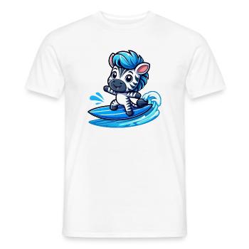 mignon zèbre surfer planche de surf d’été dessin animé - T-shirt homme - blanc - Devant - AI Model Male 178 dark (178cm)