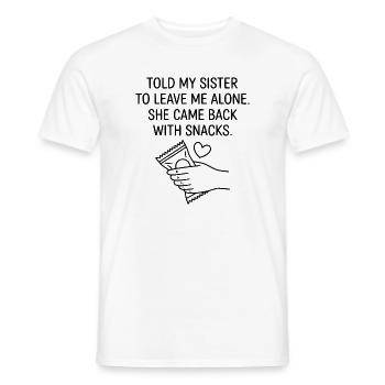 Funny Sister Love Snack Humor Quote - Men's T-Shirt - white - Front - AI Model Male 178 dark (178cm)
