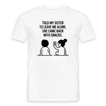 Funny Sister Love Snack Humor Quote - Men's T-Shirt - white - Front - AI Model Male 178 dark (178cm)