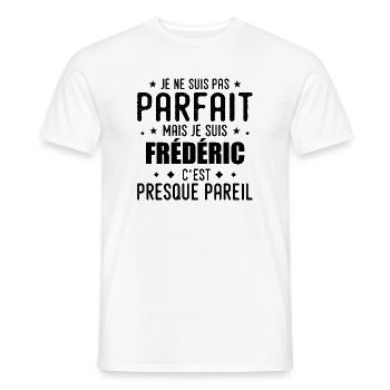 Frédéric : authentique, imparfait, top, perfection - T-shirt homme - blanc - Devant - AI Model Male 178 dark (178cm)