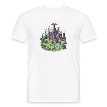Illustration de château magique médiéval - T-shirt homme - blanc - Devant - AI Model Male 178 dark (178cm)