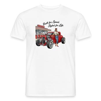 Vintage Hot Rod Girl  - Männer T-Shirt - Weiß - Vorne - AI Model Male 178 dark (178cm)