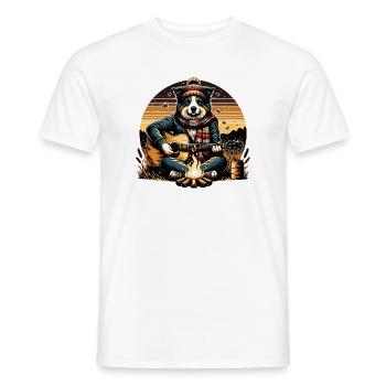 Border Collie Feu de camp Guitare Camper Musique - T-shirt homme - blanc - Devant - AI Model Male 178 dark (178cm)