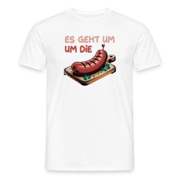 It's about the sausage humorous illustration - Men's T-Shirt - white - Front - AI Model Male 178 dark (178cm)