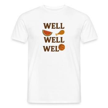 Humorous Fruit, Basketball and Chicken , Meme  - Men's T-Shirt - white - Front - AI Model Male 178 dark (178cm)
