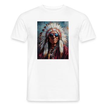 Indian chief with sunglasses - Men's T-Shirt - white - Front - AI Model Male 178 dark (178cm)