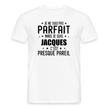 Jacques : authentique, imparfait, top, perfection - T-shirt homme - blanc - Devant - AI Model Male 178 dark (178cm)