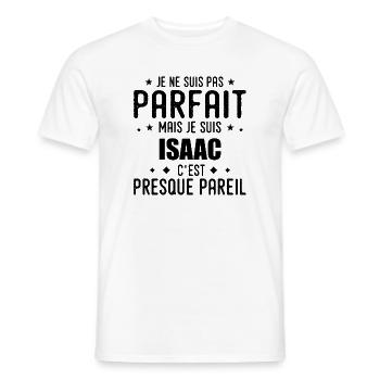Isaac: authentisch, unvollkommen, oben, Perfektion - Männer T-Shirt - Weiß - Vorne - AI Model Male 178 dark (178cm)