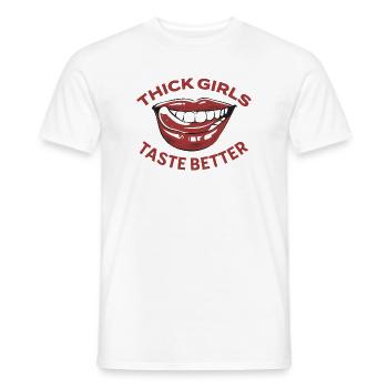 Les filles grasses ont meilleur goût, les femmes rondes grosses - T-shirt homme - blanc - Devant - AI Model Male 178 dark (178cm)