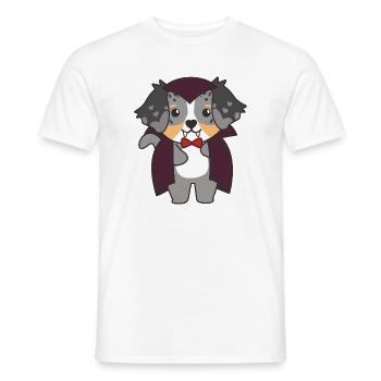 Australian Shepherd Happy Halloween Cute Vampire - Men's T-Shirt - white - Front - AI Model Male 178 dark (178cm)