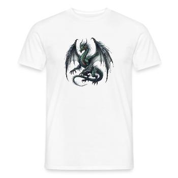 Dragon aux ailes scintillantes et à la corne - T-shirt homme - blanc - Devant - AI Model Male 178 dark (178cm)