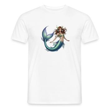 Sea nymph with scaly fin - Men's T-Shirt - white - Front - AI Model Male 178 dark (178cm)