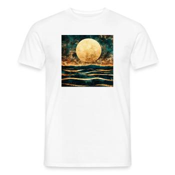 Lune dorée sur horizon aquarelle - T-shirt homme - blanc - Devant - AI Model Male 178 dark (178cm)