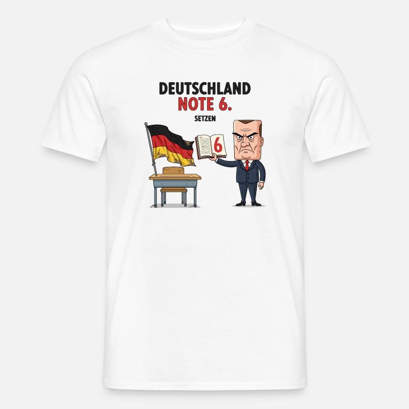 Deutschland Note 6 Motiv mit Lehrer  - Männer T-Shirt - Weiß