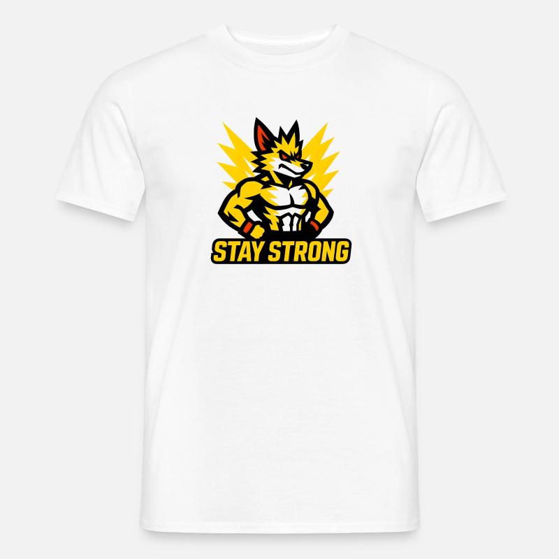Kraftvoller Wolf mit Blitzmotiven - Männer T-Shirt - Weiß