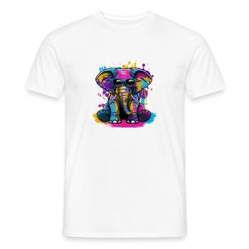pachyderme porte-bonheur éléphant d'Afrique - T-shirt homme - blanc - Devant - AI Model Male 178 dark (178cm)