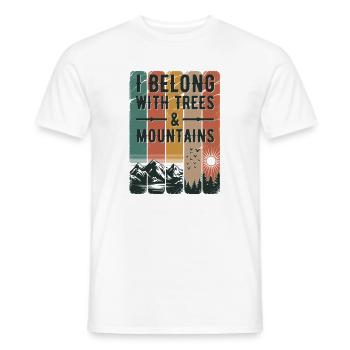 J'appartiens à la nature rétro des arbres et des montagnes - T-shirt homme - blanc - Devant - AI Model Male 178 dark (178cm)