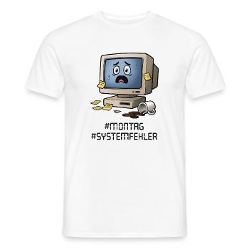 #Montag #Systemfehler – Retro-PC, Kaffee&Bürohumor - Männer T-Shirt - Weiß - Vorne - AI Model Male 178 dark (178cm)