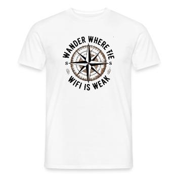 Hiking - Wander Whrere The Wi-Fi is Weak - Men's T-Shirt - white - Front - AI Model Male 178 dark (178cm)