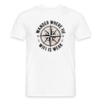 Hiking - Wander Whrere The Wi-Fi is Weak - Men's T-Shirt - white - Front - AI Model Male 178 dark (178cm)