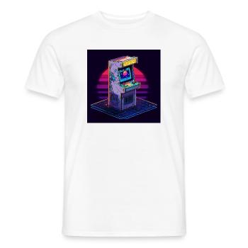 Arcade Dreams – Back to the 80s - Men's T-Shirt - white - Front - AI Model Male 178 dark (178cm)