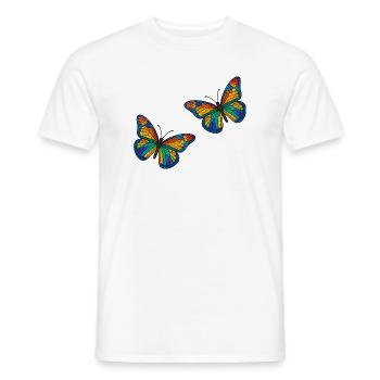 Conception de papillons en mosaïque colorée - T-shirt homme - blanc - Devant - AI Model Male 178 dark (178cm)