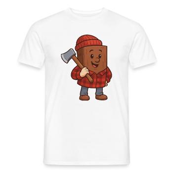 Holzklotz mit Axt Fröhliches Design - Männer T-Shirt - Weiß - Vorne - AI Model Male 178 dark (178cm)