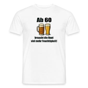 Plus d'humidité à partir de 60 °C – Humour sur la bière - T-shirt homme - blanc - Devant - AI Model Male 178 dark (178cm)