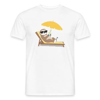 Sloth with sunglasses and cocktail - Men's T-Shirt - white - Front - AI Model Male 178 dark (178cm)