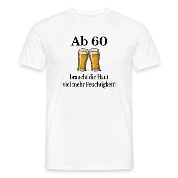 Plus d'humidité à partir de 60 °C – Humour sur la bière - T-shirt homme - blanc - Devant - AI Model Male 178 dark (178cm)