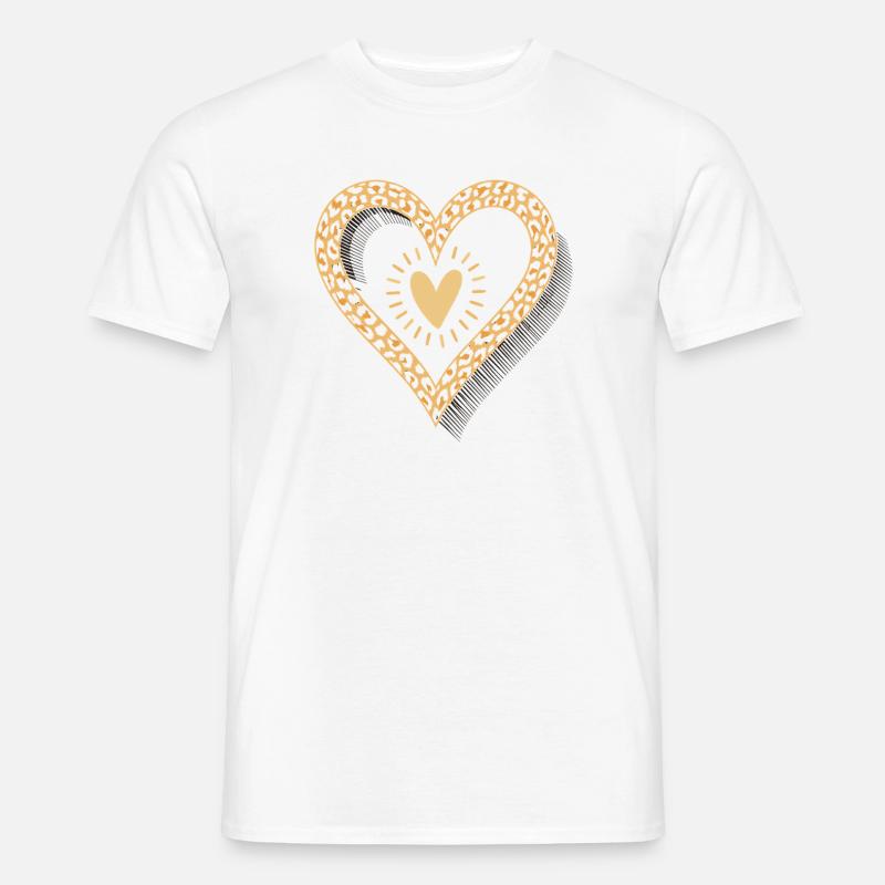 Leopard Print Herz - Männer T-Shirt - Weiß