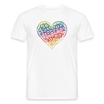 Regenbogen Leopard Herz Design - Männer T-Shirt - Weiß - Vorne - AI Model Male 178 dark (178cm)
