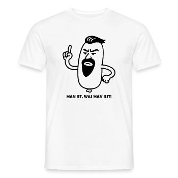 Man ist, was man isst! in WUNSCHFARBE - Männer T-Shirt - Weiß - Vorne - AI Model Male 178 dark (178cm)