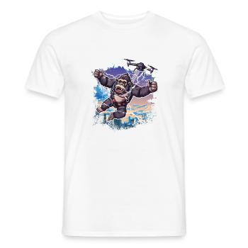 Gorilla Drone Kids Funny - Men's T-Shirt - white - Front - AI Model Male 178 dark (178cm)