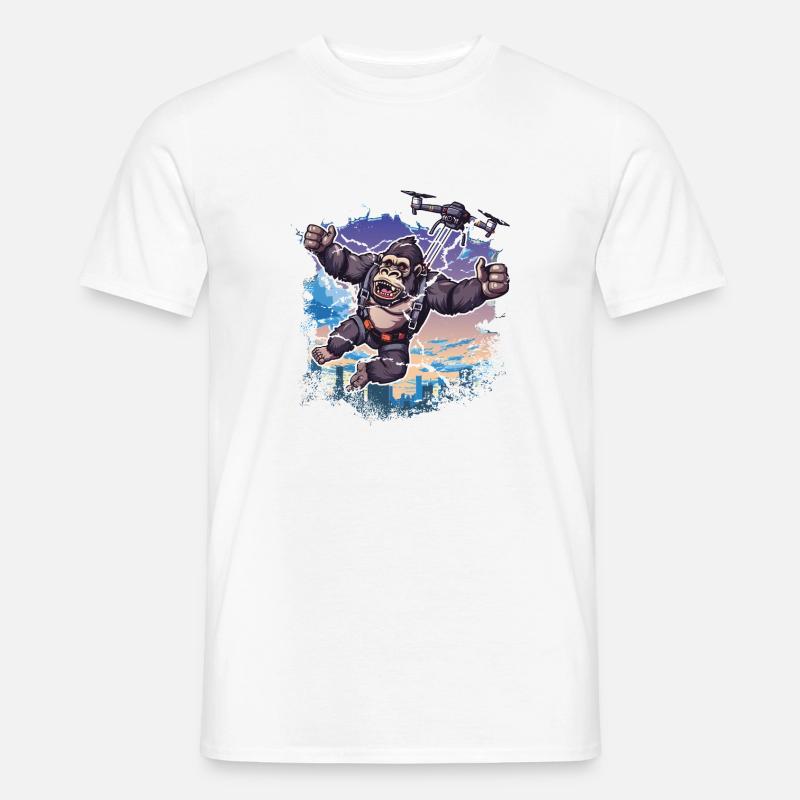 Gorilla Drohne Kinder lustig - Männer T-Shirt - Weiß