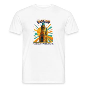 Berlin - Memorial Church - Urban Retro Dreams - Men's T-Shirt - white - Front - AI Model Male 178 dark (178cm)