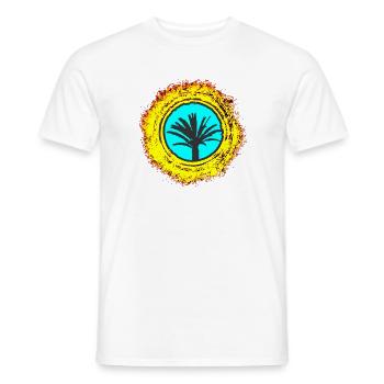 Illustration de palmiers avec explosion de couleurs Majorque - T-shirt homme - blanc - Devant - AI Model Male 178 dark (178cm)