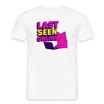 Last seen online: Meme design with annoyed cat - Men's T-Shirt - white - Front - AI Model Male 178 dark (178cm)