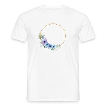 Couronne florale bleue, dorée, verte, personnalisable - T-shirt homme - blanc - Devant - AI Model Male 178 dark (178cm)