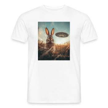 Selfie de lapin avec OVNI - T-shirt homme - blanc - Devant - AI Model Male 178 dark (178cm)