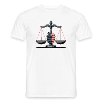 Gerechtigkeitswaage-Illustration - Männer T-Shirt - Weiß - Vorne - AI Model Male 178 dark (178cm)