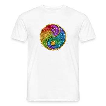 Arc-en-ciel yin-yang avec des étoiles scintillantes - T-shirt homme - blanc - Devant - AI Model Male 178 dark (178cm)