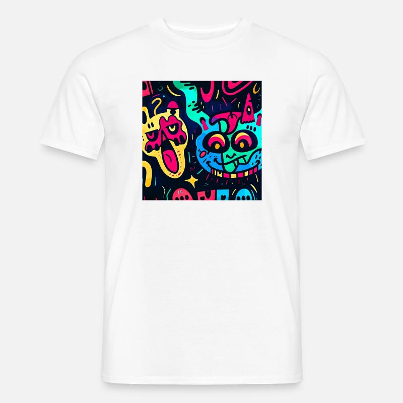 Illustration mit bunten Monstern - Männer T-Shirt - Weiß