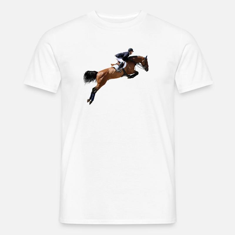 Dynamischer Springreiter im Galopp - Männer T-Shirt - Weiß