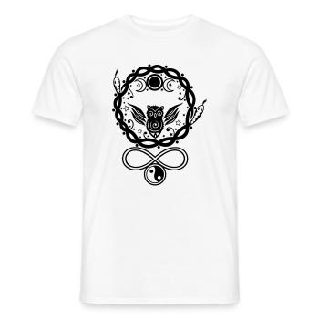 Mystische Hekate Eule mit Symbolen und Mond - Männer T-Shirt - Weiß - Vorne - AI Model Male 178 dark (178cm)