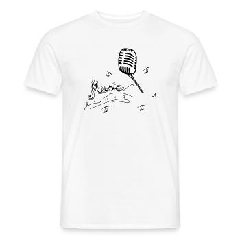 Retro Mikrofon mit Musiknoten - Männer T-Shirt - Weiß - Vorne - AI Model Male 178 dark (178cm)