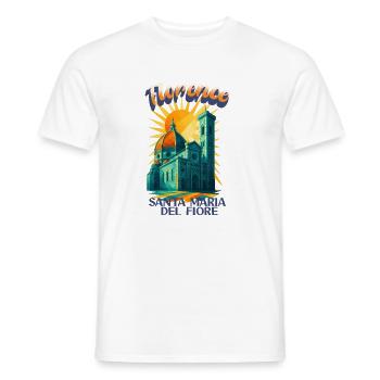 Florence - Chemise vintage Santa Maria del Fiore - T-shirt homme - blanc - Devant - AI Model Male 178 dark (178cm)